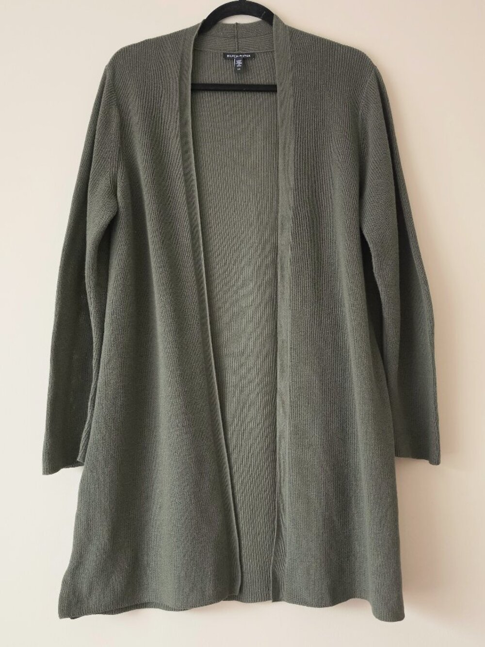 Eileen Fisher Organic Cotton Open Front Cardigan Olive Green Small Med Spring24